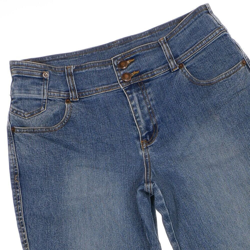 La Blues Jeans Womens Size 10 Blue Cropped Cuffed Denim Stretch Measures 30 x 24 - Picture 2 of 9